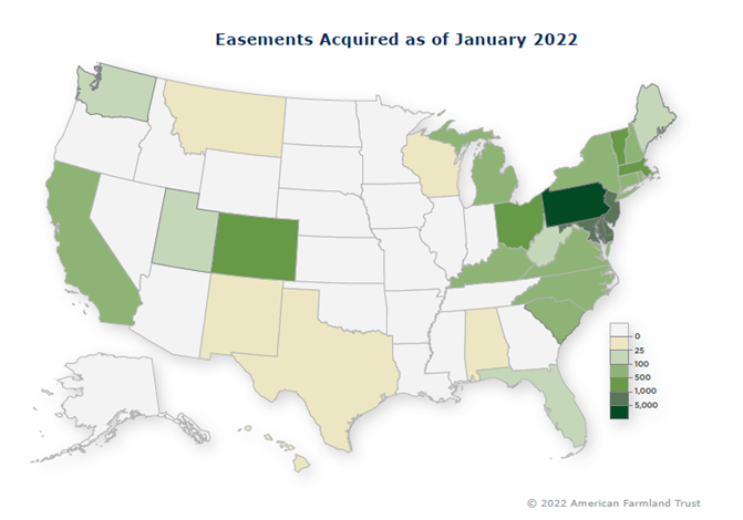 United States America Agricultural Conservation Easement Acres