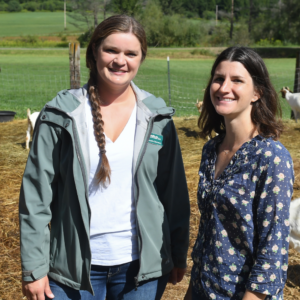 AFT staff member Alexandra Morency stands with farmer Emma Smalley